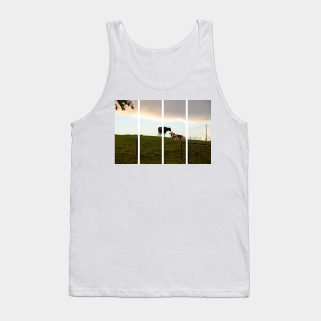 Two cows on the hill at sunset after a shower. Backlight. Tank Top by fabbroni-art